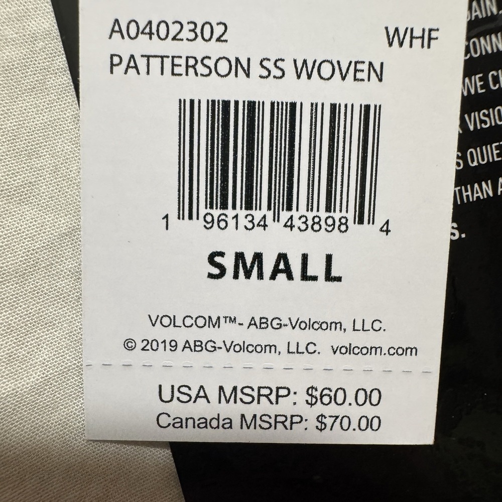 Volcom Shirt Mens Small Button Up Off-White Woven‎ Stone - Picture 6 of 11